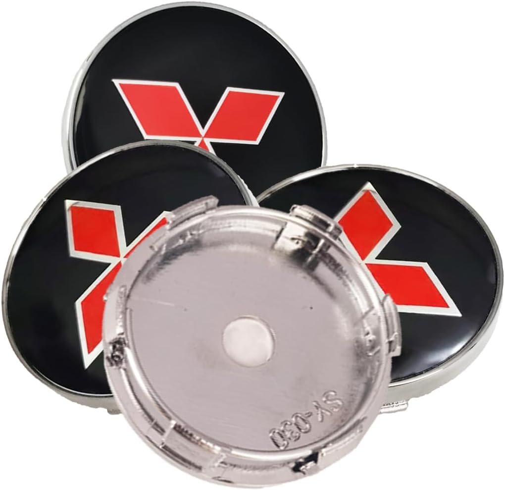 Wheel Center Caps Parts, 60mm/2.36'' Rim Wheel Center Hub Caps Badge Cover 4PCS (Red)