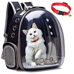 Buraq Pets Astronaut Premium Pet Carrier Backpack with Collar – for Travel|Hiking|Outdoor Activities|Designed with Breathable Space|Ventilated|Airline-Approved|Sturdy Pad|for Puppies & Cats (Black)