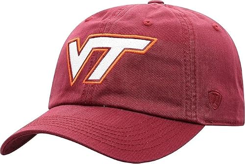 Collegiate Primary Color Relaxed Fit Adjustable Hats (US, Alpha, One Size, Virginia Tch)