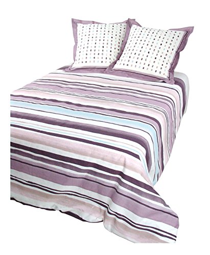 Vent Du Sud Housse de Couette 260x240 cm + 2 taies Cadaques Lilas, 100% Coton