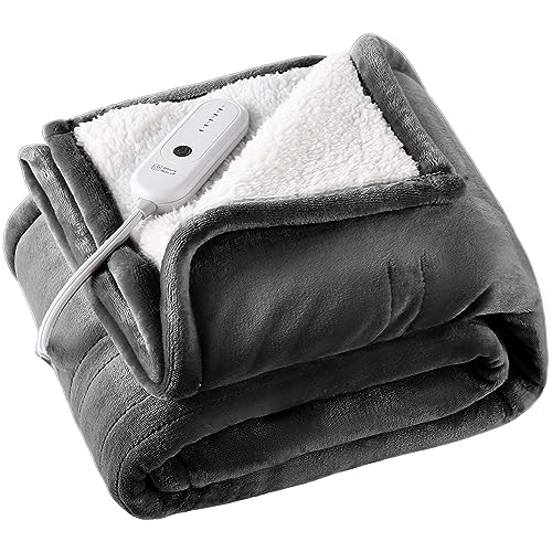 ESTINGO Electric Throw Blanket Heated Blanket Throw with 5 Heating Levels & 4 Hours Auto Off, 50"x60" Heated Throw Blanket with ETL & FCC Certification for Home Office, Machine Washable, Dark Gray by ESTINGO - Image 7