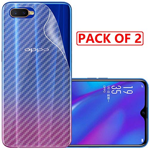Image of Compatible with (Pack of 2) Oppo A1K Back Screen Protective Film Carbon Fiber Skin Transparent Screen Guard Sticker