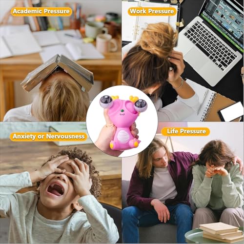 Image of TTW Funny Dragon Pinch Toy | Squishy Dinosaur with Pop-Out Eyes | Stress Relief Fidget Toy for Kids & Adults | Fun Squeeze Toy for Anxiety Relief (Pink)