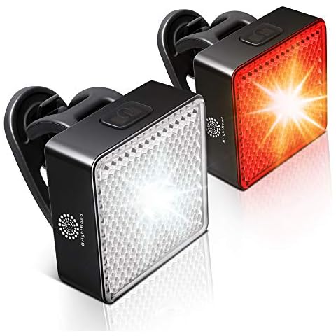 BrightRoad First Smart Bike Light Set, Bright Front 80 & Back 40 Lumens Led Bicycle Lights, IPX6 Waterproof Headlight & Tail Light, Auto On/Off Sensor Flashlights with Built-in Reflectors Cover