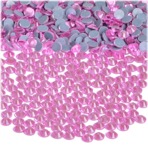 Image of Bymitel Hotfix Crystal Rhinestones Round Gems Iron on DIY Jewelry Making Flat Back for Crafts,Lt. Rose, (SS10 /2880pcs) 2.8mm