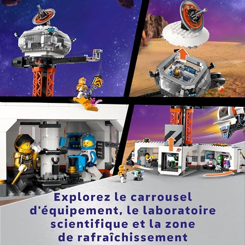 LEGO City La Station Spatiale et la Base de Lancement de Fusées, Jouet sur l'espace, Cadeau pour Enfants Dès 8 Ans, 6 Minifigurines, Jouet de Robot et 2 Figurines d'Extraterrestres 60434
