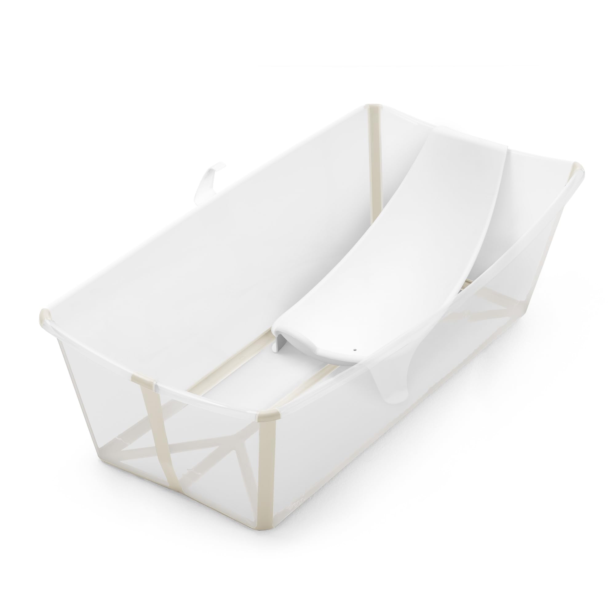 Flexi Bath X-Large Bundle, Sandy Beige - Spacious Baby Bathtub + Newborn Support - Lightweight, Foldable & Easy to Store - Best for Ages 0-6