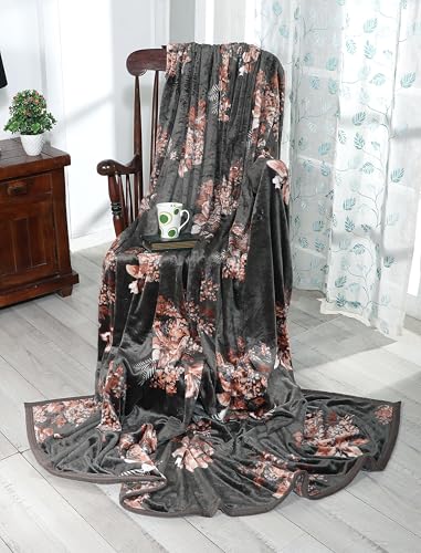 Image of Ultra Soft Flannel Printed Double Blanket 220x240 cm | 200 GSM Warm & Cozy All Season AC Blanket for Winter| Duvet /Quilt Throw for Bedroom & Living Room- Dark Grey