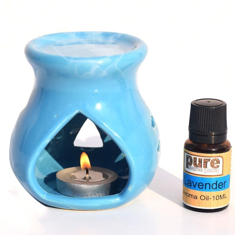 Image of Pure Source India Ceramic Aroma Burner (Set of 1, Sky Blue)