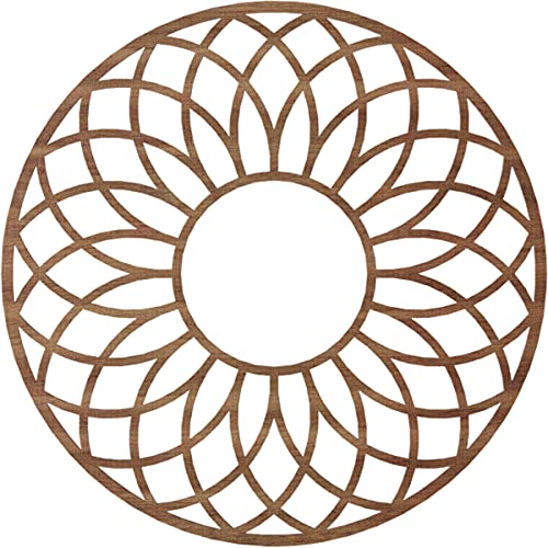 Image of Ekena Millwork 34 inchOD x 11 5 /8 inchID x 3 /8 inchT Cannes Wood Fretwork Pierced Ceiling Medallion, Walnut
