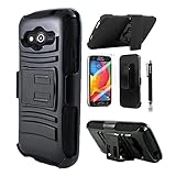 Cover-U® Samsung Galaxy Avant Case G386 Extreme Rugged Dual Layer Kickstand Combo Case with Belt clip Holster Black/Black Included [Premium Screen Guard + Cover U (TM) Stylus Pen + Anti-Dust Plug]