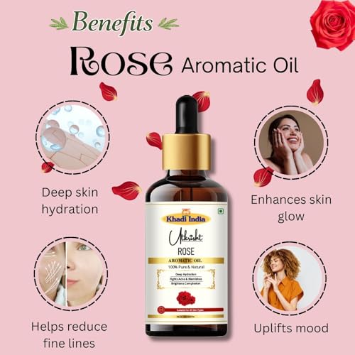 Image of Khadi Utkrisht Premium Essential Oils Combo of 5 - Rosemary, Tea Tree, Lavender, Rose & Sandalwood for Hair Growth, Skin Care & Aromatherapy | 100% Pure Natural Essential Oil Combo for Diffuser & Massage - Pack of 5