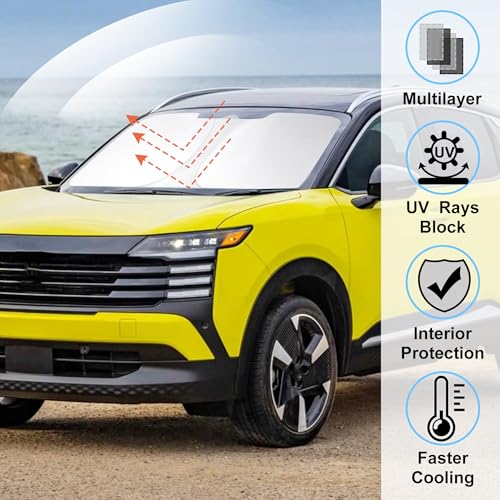 Image of Windshield Sun Shade Custom Fit for 2025 2026 Nissan Kicks Accessories Foldable Sunshade Sun Blocker Protect Car from Sun Rays & Heat Damage Keep Car Cooler