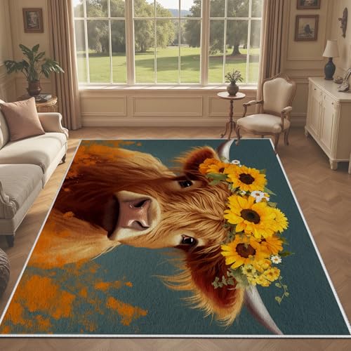 Tapete con diseño de vaca Highland de 91x152 cm miniatura 4