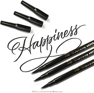 Art-n-Fly Dual Tip Black Brush Pens for Lettering Calligraphy Pen. Fine and Large Black Brush Marker for Drawing