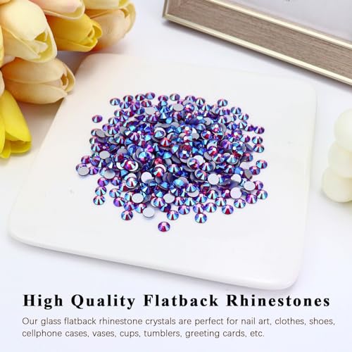 Image of Flatback Crystal Rhinestones Round Gems for Nail Art and Craft Clothes Glue Fix, Fucshia AB (2.9-3.0mm) SS12 /1440PCS