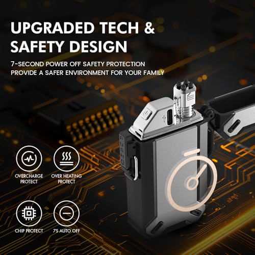Dual Arc Camp Survival Waterproof Windproof Lighter with Retractable Flexible Long Neck USB Rechargeable Electric Lighter for Candle，Grill,and Outdoor — view 6