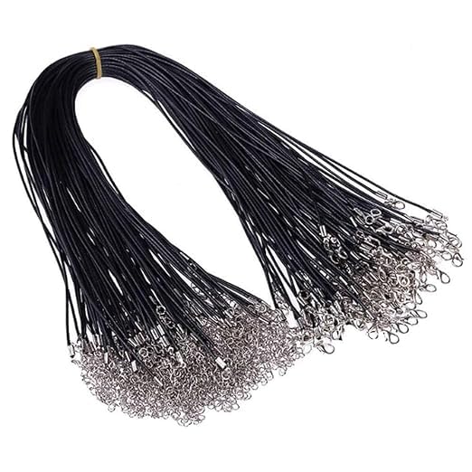 Image of Satra Traders Black Necklace String Rope with Clasp, 2 Inch for Charms Pendants, Bracelets, Necklaces, Jewelry Making Supplies | Size : 24inch | Qty : 10pcs