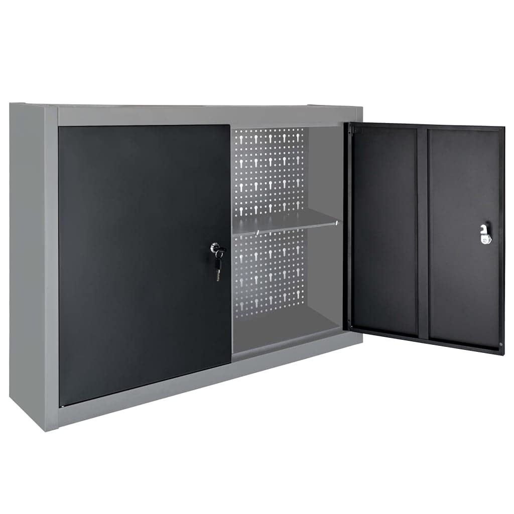Genérico Armario de Herramientas de Pared Industrial Metal Gris y Negro,Bricolaje,Accesorios de Bricolaje,Organización y Almacenamiento de Herramientas,Armarios para herramientas-145365