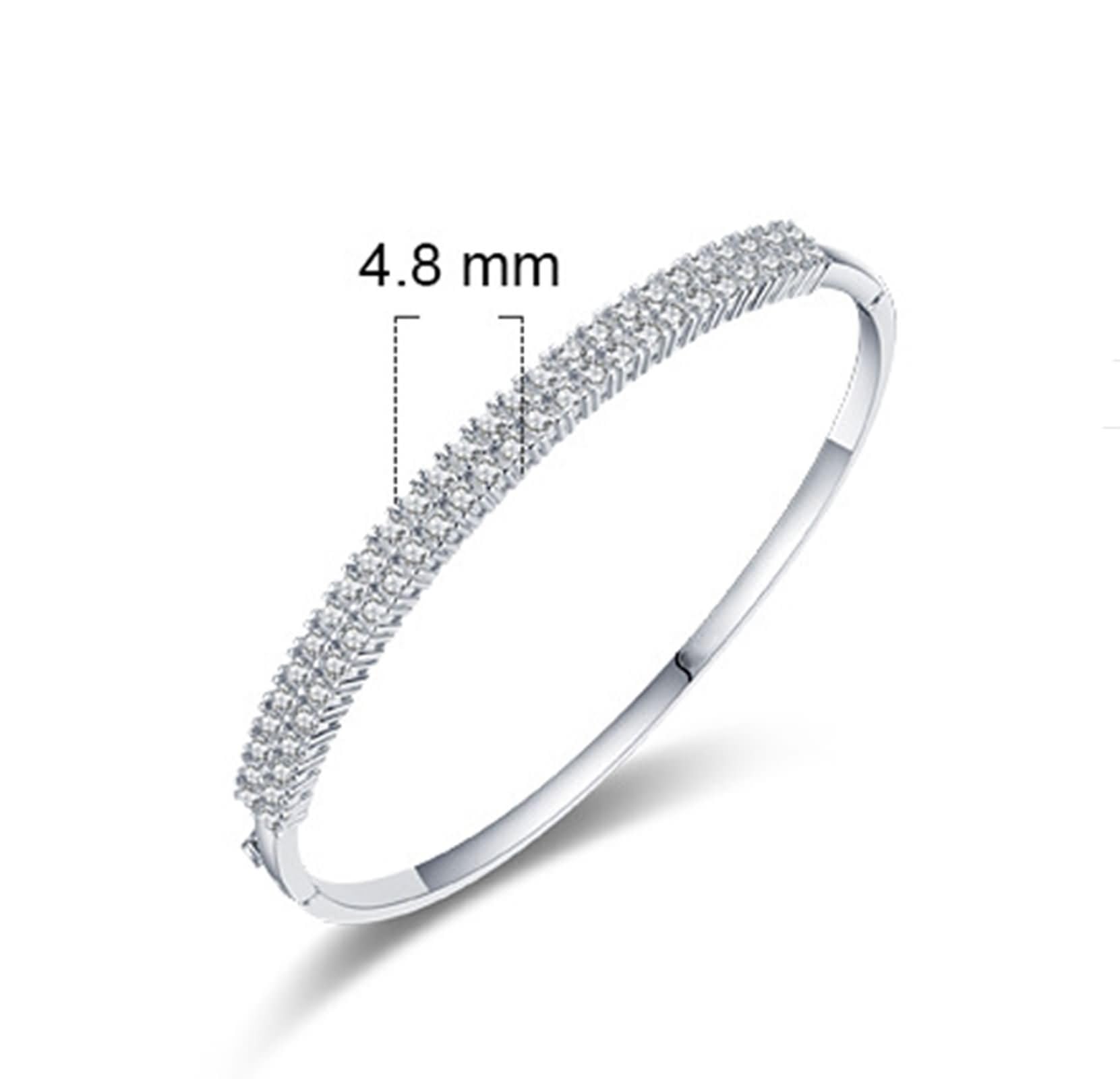 Pulseras de Oro Blanco 9 Kilates / 14 Kilates / 18 Kilates Mujer, Redondo con Diamante Creado, Cadena Extensible 16 CM + 5 CM, Pulseras de Plata de Mujer Ajustable