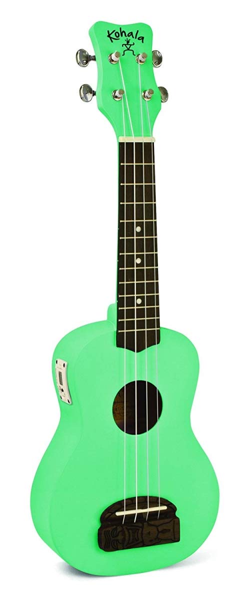 Kohala Tiki Uke KT-ST Soprano Ukulele with Built-In Tuner (Seafoam Green)