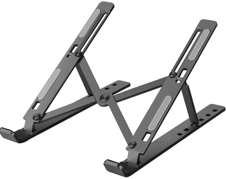INEFABLE Portable Laptop Aluminium Stand with Adjustable Height, Ventilated, Foldable Stand, 7" Height, for 15.6" Laptop with Carry Pouch for Desk & Table Mount - Pack of 1 (Grey) (B0CQK23M4Q) Amazon Price History, Amazon Price Tracker