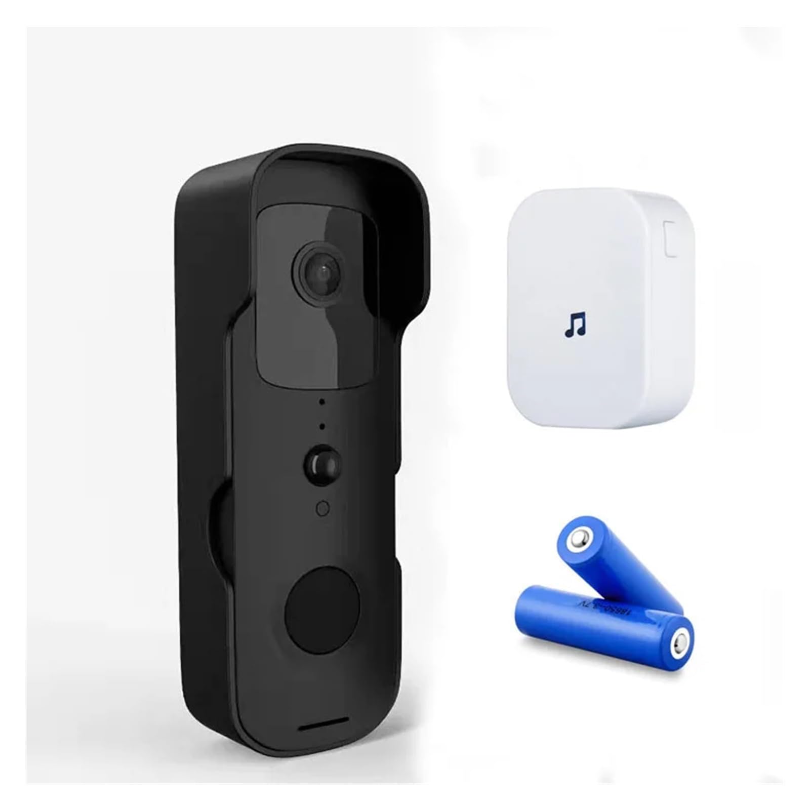 Portero automático. Timbre con video intelinte, wifi, resistente al agua, cámara de puerta, inalámbrico, monitoreo de audio bidireccional, tono de llamada, 1080p Videoportero(Black No Battery)