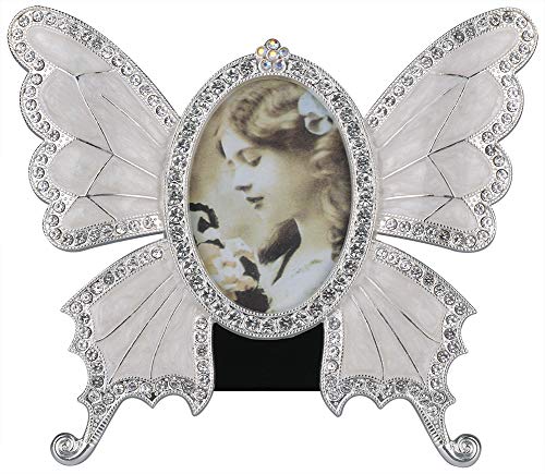 ChezMax Rhinestone Decorated Ellipse Butterfly Design Vintage Metal Photo Frame Home Decor Desktop Picture Frame Table Top Frame White 3-5 ChezMax Rhinestone Decorated Ellipse Butterfly Design Vintage Metal Photo Frame Home Decor Desktop Picture Frame Table Top Frame White 3"-5"
