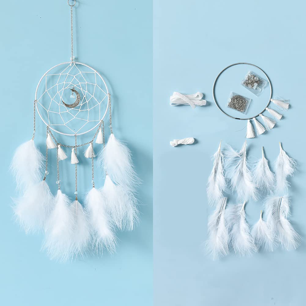 Kit d'attrape-rêves à faire soi-même blanc lune pour décoration de chambre d'enfant