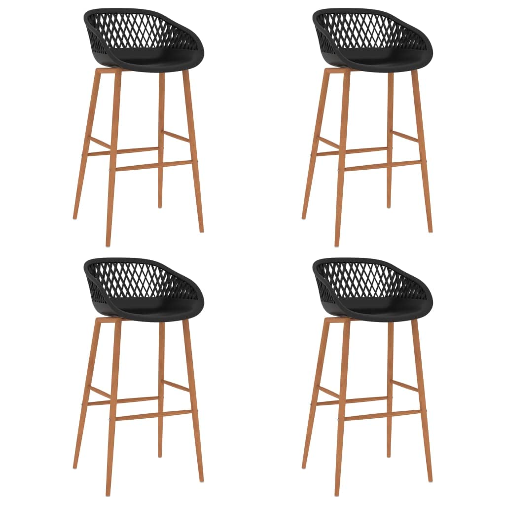 Tabourets de bar noirs 74cm lot de 4 avec dossier pour cuisine et îlot central