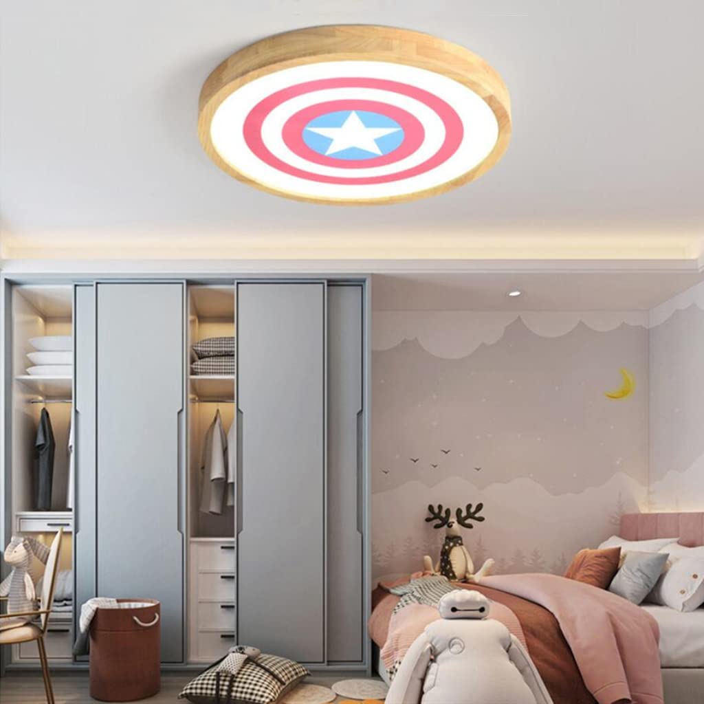 Capitan America LED Lampada A Soffitto Rotonde Design Plafoniera Cartoon Camera Dei Bambini Illuminazione Ragazzo Cameretta Luci Dimmerabile Con Telecomando Ultra Sottile Lampadario,40cm