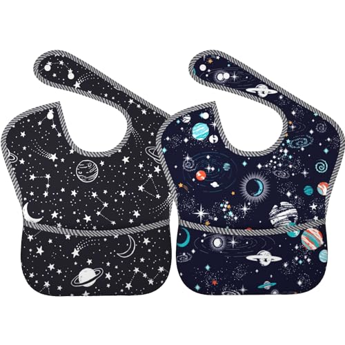 Image of Qwalnely Bibs Cute Baby Stuff 2Packs for 6-24 Months Waterproof Washable Fabric