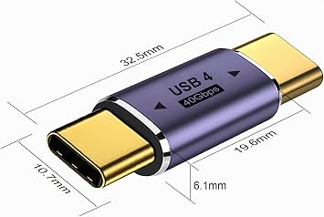 Pack of 2 USB C Male to USB C Male Adapter Coupling Connector Supports 8K@60HZ 100W Fast Charging 40Gbps with MacBook Pro Tablet