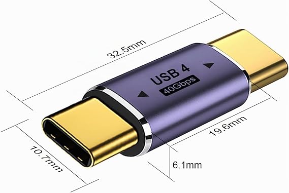 Pack of 2 USB C Male to USB C Male Adapter Coupling Connector Supports 8K@60HZ 100W Fast Charging 40Gbps with MacBook Pro Tablet