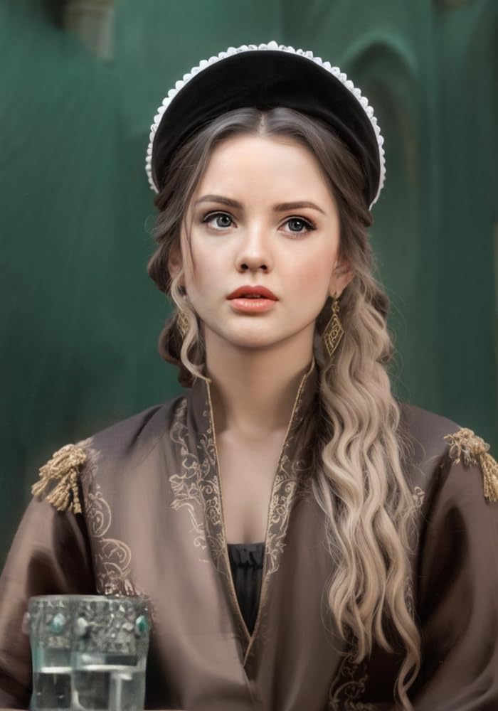 C-ZOFEK Anne Headband Velvet Pearl Tudor French Hood Gothic Renaissance Halloween Hair Accessory - Image 3