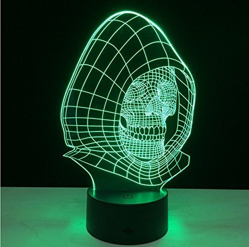 YTDZLTD Creativo 3D Cranio Luce Notturna 16 Colori Mutevoli Telecomando USB Potere Toccare Cambiare Illusione Ottica Lampada Arredamento Lampada LED Lampada da Tavolo Bambini Brithday Natale Regalo