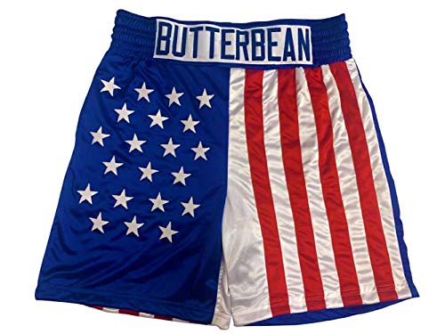 E Butterbean Esch American Flag Boxing Shorts Stitch Satin (XS) Red