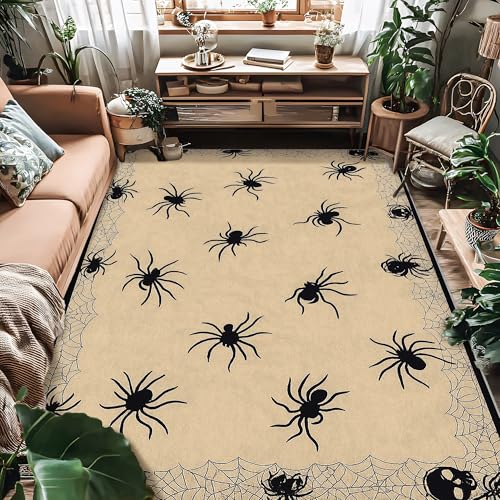 Tapis d'araignée doux et tapis d'Halloween résistant aux taches