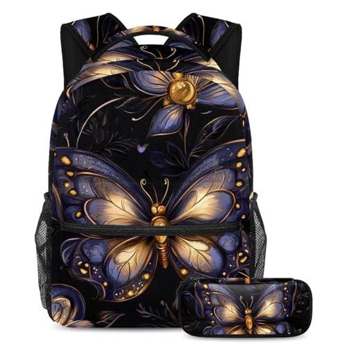Cartables de grande capacité avec trousse lot de 2 motif fleur boho