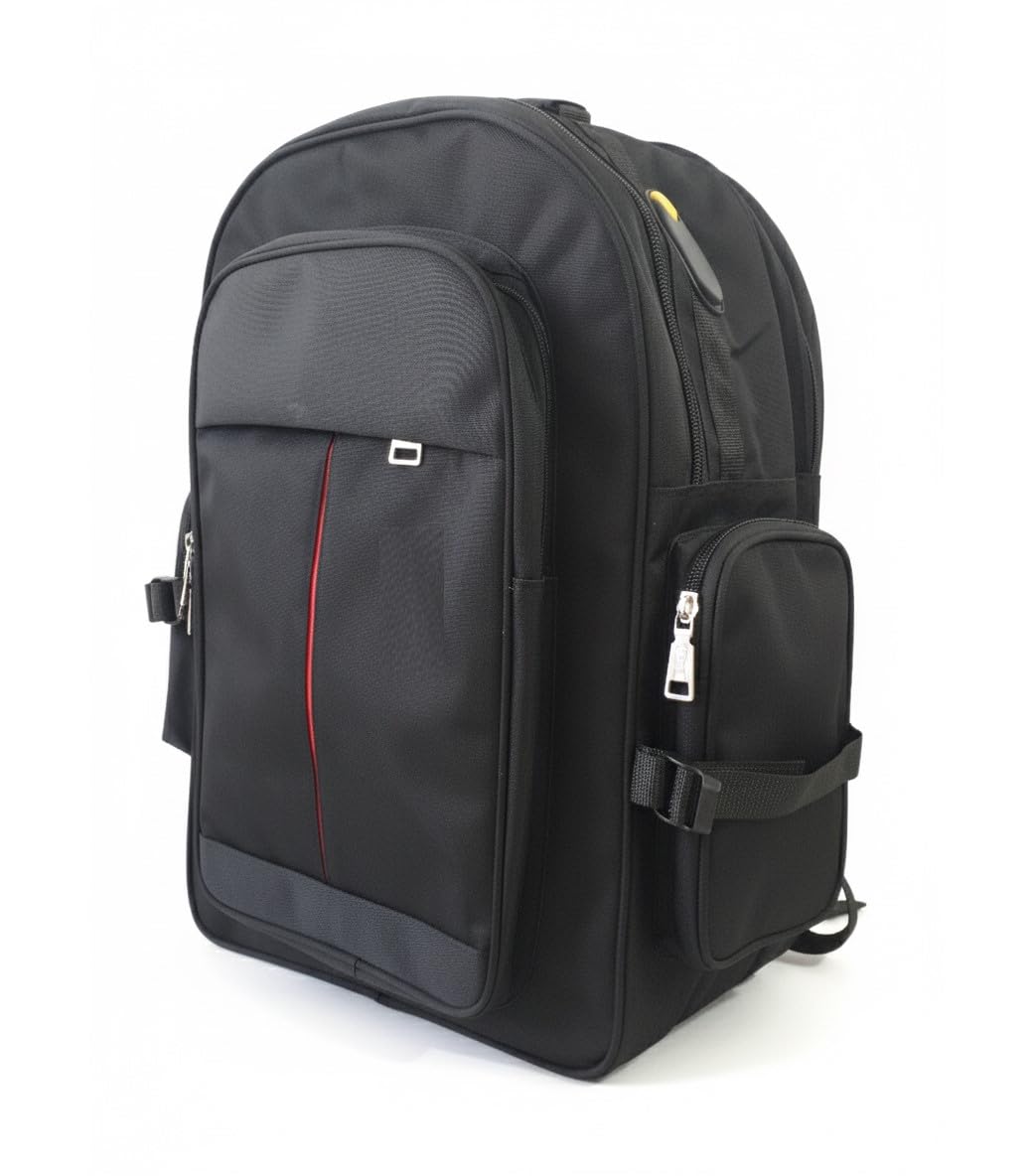 SRZ Travel Bag Backpack, 3 Main Compartments, Technician's Bag, Padded Straps, 2 Side Pockets, Address Tag (BLACK, EXTRA LARGE 54x38x25 cm, 50L)