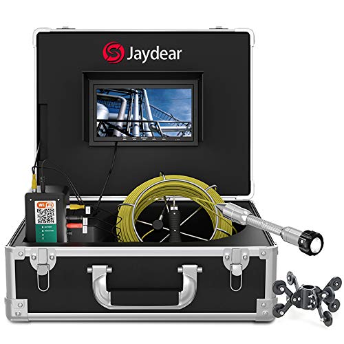 Sewer Camera 165ft 50m Wireless Drain Camera WiFi Pipe Inspection Camera for Android iOS, 7 Inch LCD Monitor Live Video Industrial Endoscope Waterproof IP68 HD Duct Plumbing Snake Cam