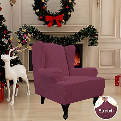 Image of Easy-Going Stretch Large Wingback Chair Sofa Slipcover ASH Rose