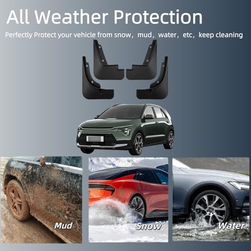 Image of No Drill Mud Flaps Splash Guards Compatible with Kia NIRO 2023-2026,OEM Style Textured Black Custom Fit All Weather Exterior Accessories(4PCS)
