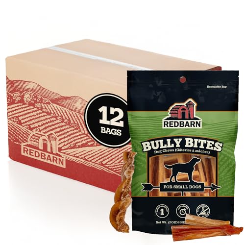 Redbarn Bully Bites Dog Treat All-Natural Single-Ingredient Rawhide-Alternative Beef Chew 10-Ounce Bag (Case of 12)