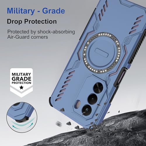 Image of amazon basics Back Case Cover for OnePlus Nord CE 6 Lite 5G | Magnetic Case with Built-in Metal Ring | Supports MagSafe Charger, Wallet & Car Mount | Shockproof Hybrid PC + TPU | Blue