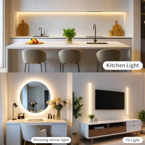 2M Neon LED Strip Light Warm White 3000K, 5V USB Powered Easter Flexible Cuttable Waterproof Dimmable Lights for TV Backlight Monitor Kitchen Cupboard Mirror Staircase Wedding Outdoor DIY Home Decor - Image 4