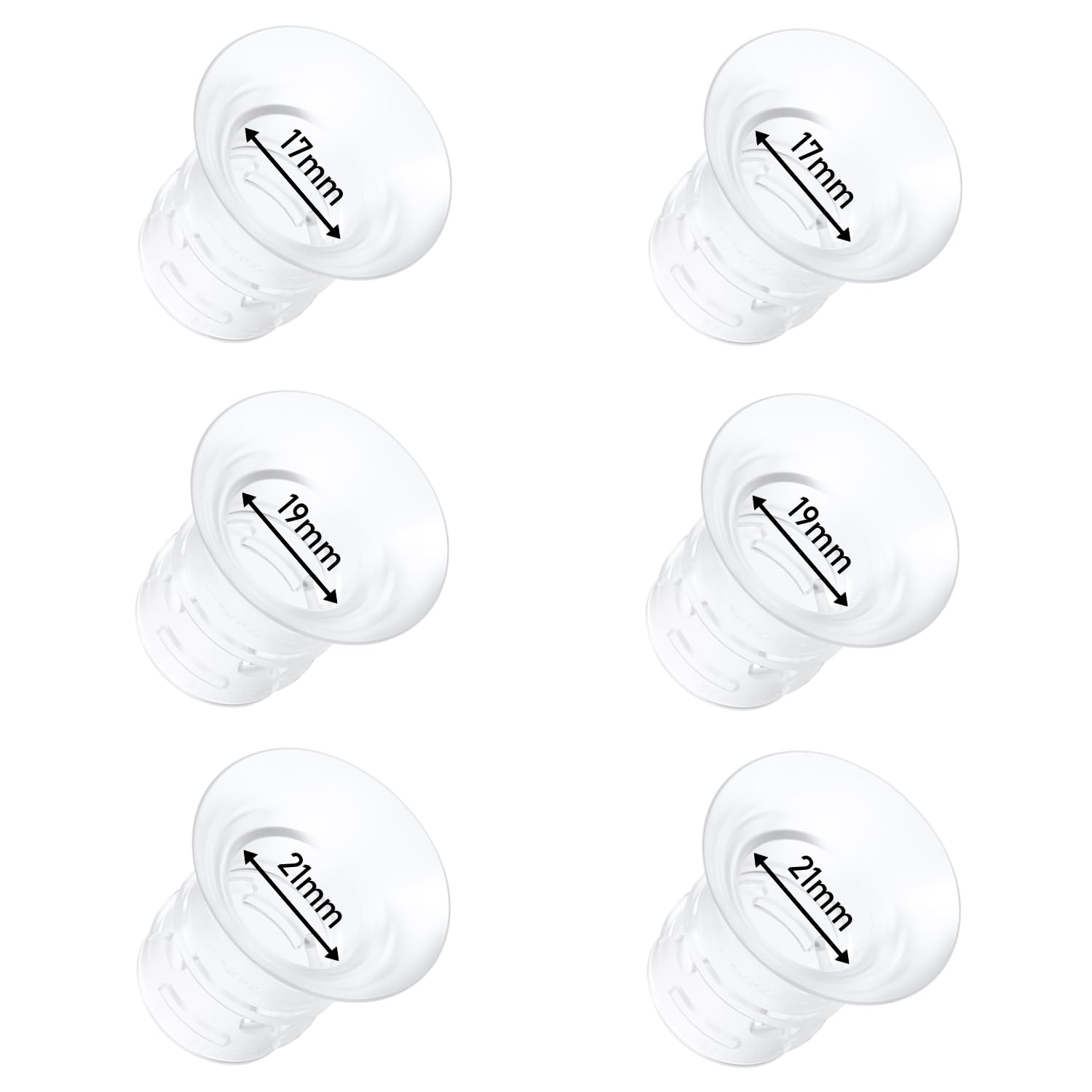 6pcs 17/19/21mm Flange Insert Compatible with eufy S1 Pro/S1/E10/E20, Fit for Momcozy M9/M6/M5/S12 pro Breast Pump, Replace for Spectra/Medela/MomMed/eufy/Lansinoh/Elvie with 24mm Flange/Shield 6pcs Flange Insert-17/19/21mm