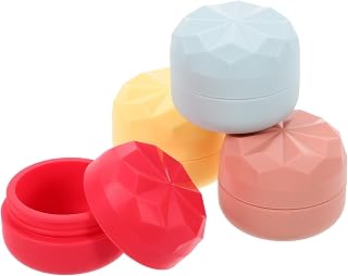 ULTECHNOVO 4 piezas Tarros de Silicona para Crema Facial de Mini Botes Rellenable y Portátil Recipientes de Viaje con Tapa Hermética para Lociones y Cosméticos Colores Surtidos Rosa Azul