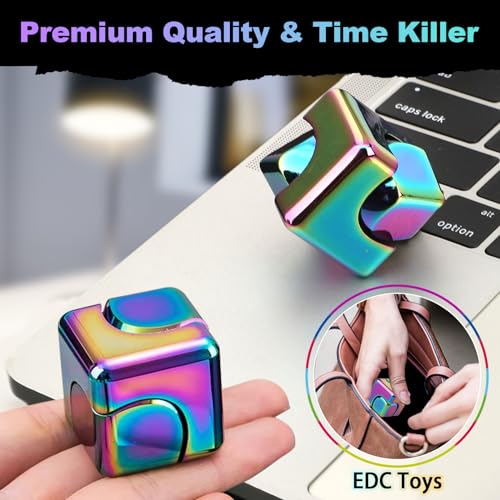 Infinity Gear Fidget Cube 2 in 1 Spinner Toy for Kids Adults Transformable Metal Creative Fignertip Top - Image 3