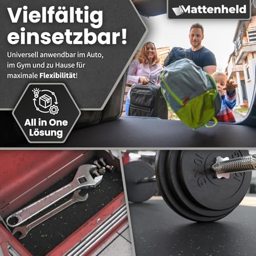 Mattenheld® Antirutschmatte Ladungssicherung 120x80x0,3 cm | Rutschhemmende & genormte Gummigranulatmatte | Ideale Sicherung von Ware im LKW, Anhänger & Kofferraum | Universal Bautenschutzmatte 3mm